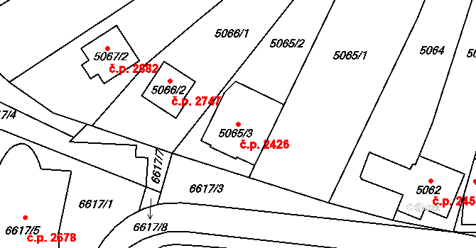 Líšeň 2426, Brno na parcele st. 5065/3 v KÚ Líšeň, Katastrální mapa