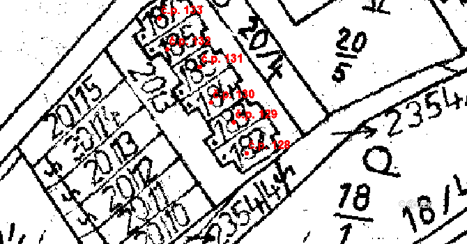 Těmice 129 na parcele st. 183 v KÚ Těmice u Kamenice nad Lipou, Katastrální mapa