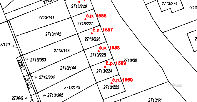 Pelhřimov 1558 na parcele st. 2713/225 v KÚ Pelhřimov, Katastrální mapa