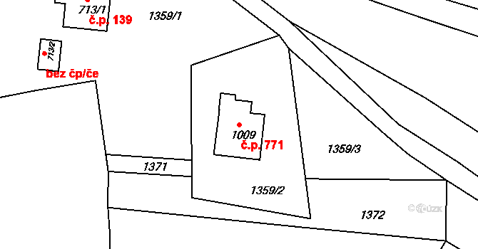Česká Kamenice 771 na parcele st. 1009 v KÚ Česká Kamenice, Katastrální mapa