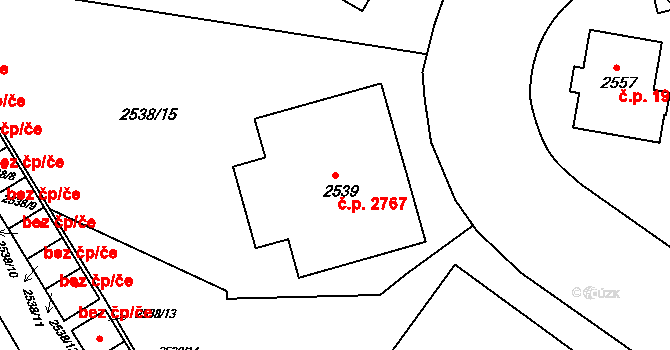 Smíchov 2767, Praha na parcele st. 2539 v KÚ Smíchov, Katastrální mapa