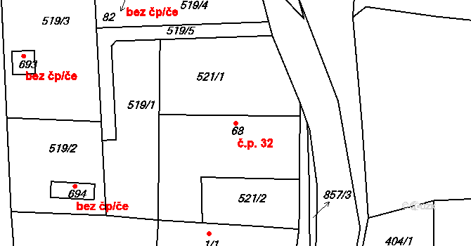 Skuhrov 32, Rožmitál pod Třemšínem na parcele st. 68 v KÚ Skuhrov pod Třemšínem, Katastrální mapa