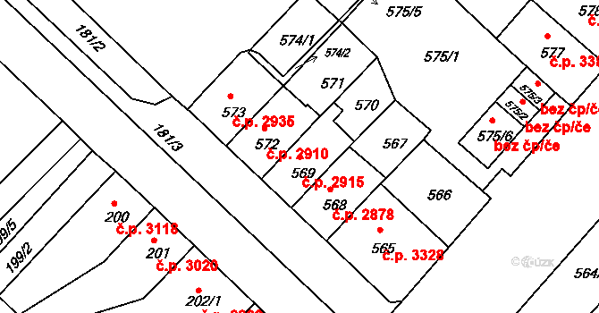 Chomutov 2915 na parcele st. 569 v KÚ Chomutov II, Katastrální mapa