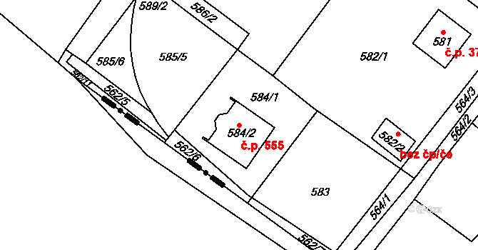 Krmelín 555 na parcele st. 584/2 v KÚ Krmelín, Katastrální mapa