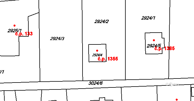Horní Suchá 1355 na parcele st. 2924/4 v KÚ Horní Suchá, Katastrální mapa