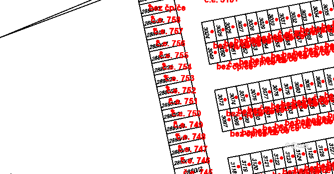 Lutyně 751, Orlová na parcele st. 2880/23 v KÚ Horní Lutyně, Katastrální mapa