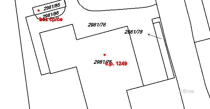 Sedlčany 1249 na parcele st. 2981/75 v KÚ Sedlčany, Katastrální mapa