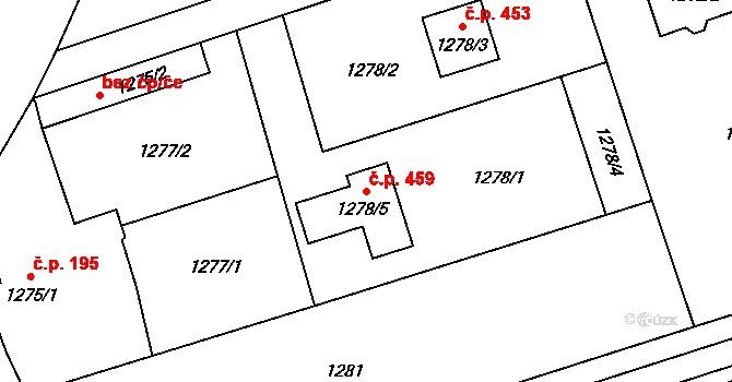 Záblatí 459, Bohumín na parcele st. 1278/5 v KÚ Záblatí u Bohumína, Katastrální mapa