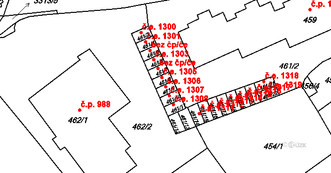 Pelhřimov 1306 na parcele st. 461/9 v KÚ Pelhřimov, Katastrální mapa