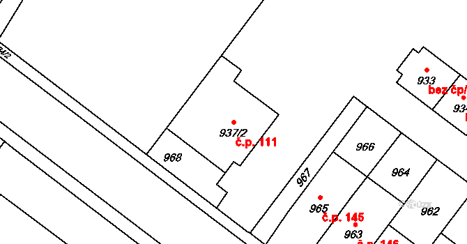 Jaktař 111, Opava na parcele st. 937/2 v KÚ Jaktař, Katastrální mapa