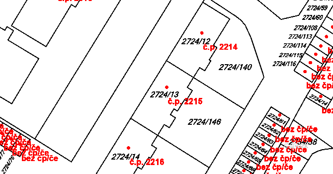 Předměstí 2215, Opava na parcele st. 2724/13 v KÚ Opava-Předměstí, Katastrální mapa