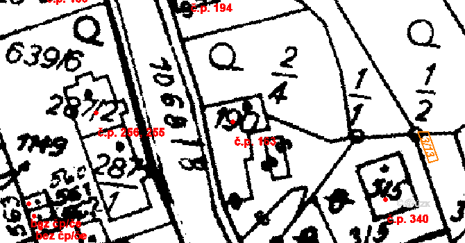 Hrochův Týnec 163 na parcele st. 190 v KÚ Hrochův Týnec, Katastrální mapa