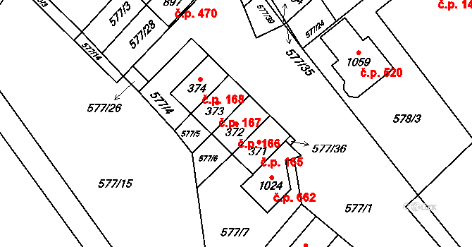 Dolní Jirčany 166, Psáry na parcele st. 372 v KÚ Dolní Jirčany, Katastrální mapa