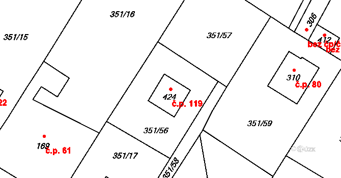 Horka II 119 na parcele st. 424 v KÚ Horka nad Sázavou, Katastrální mapa