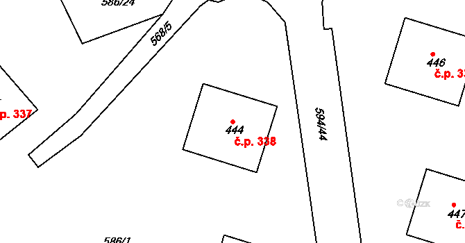 Běloves 338, Náchod na parcele st. 444 v KÚ Běloves, Katastrální mapa