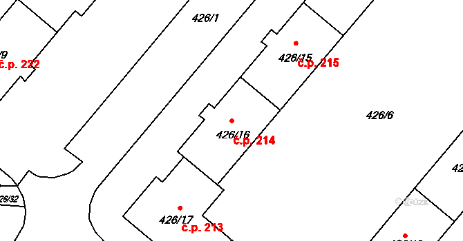 Loučka 214, Nový Jičín na parcele st. 426/16 v KÚ Loučka u Nového Jičína, Katastrální mapa