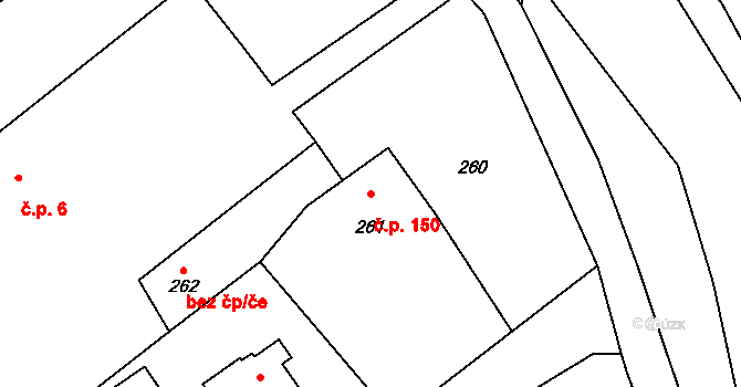 Stachovice 150, Fulnek na parcele st. 261 v KÚ Stachovice, Katastrální mapa