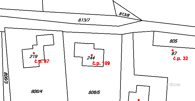 Šmolovy 109, Havlíčkův Brod na parcele st. 244 v KÚ Šmolovy u Havlíčkova Brodu, Katastrální mapa