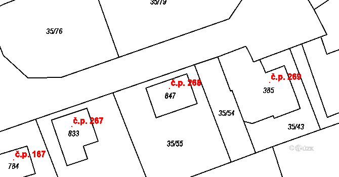 Ruprechtov 268 na parcele st. 847 v KÚ Ruprechtov, Katastrální mapa