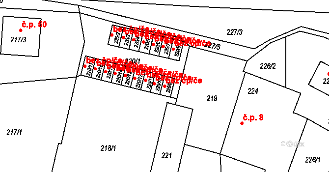 Rudolfov 103957898 na parcele st. 220/9 v KÚ Hlinsko u Vráta, Katastrální mapa