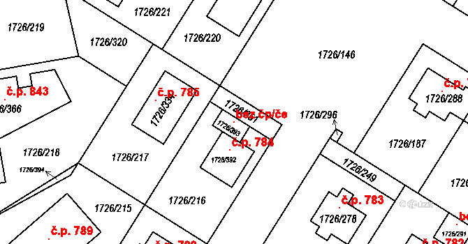 Hrušovany u Brna 104113898 na parcele st. 1726/393 v KÚ Hrušovany u Brna, Katastrální mapa
