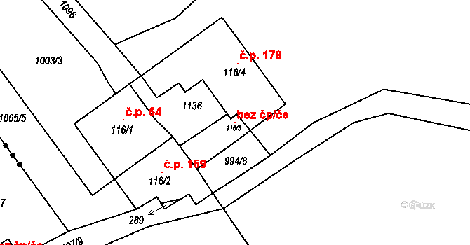 Sázava 104802898 na parcele st. 116/5 v KÚ Sázava u Lanškrouna, Katastrální mapa