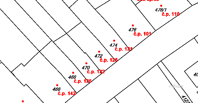 Přerov IV-Kozlovice 125, Přerov na parcele st. 472 v KÚ Kozlovice u Přerova, Katastrální mapa