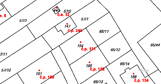 Přerov XI-Vinary 131, Přerov na parcele st. 154 v KÚ Vinary u Přerova, Katastrální mapa