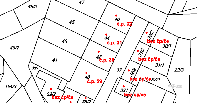 Henčov 30, Jihlava na parcele st. 42 v KÚ Henčov, Katastrální mapa