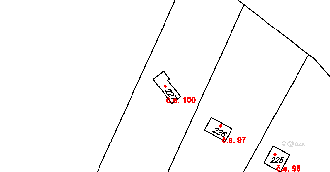 Sedlčánky 100, Čelákovice na parcele st. 227 v KÚ Sedlčánky, Katastrální mapa