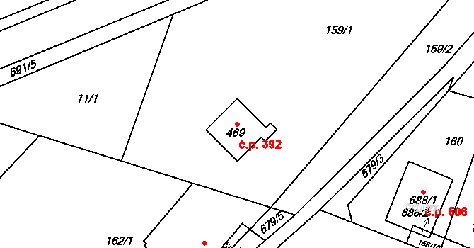 Líbeznice 392 na parcele st. 469 v KÚ Líbeznice, Katastrální mapa