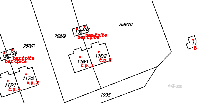 Hartunkov 5, Benešov nad Černou na parcele st. 116/2 v KÚ Hartunkov, Katastrální mapa