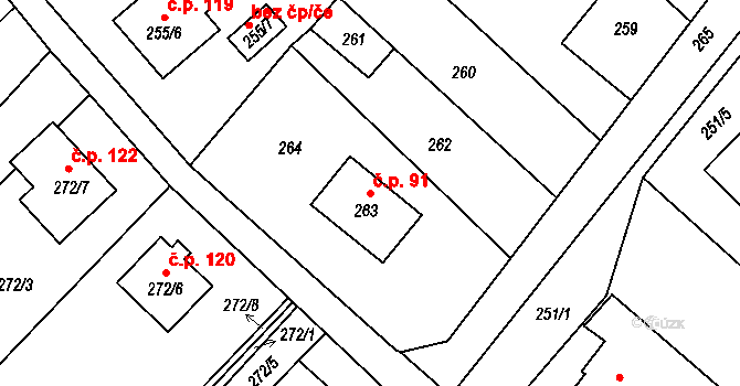 Edrovice 91, Rýmařov na parcele st. 263 v KÚ Edrovice, Katastrální mapa