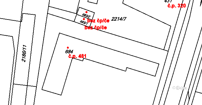Bor 481 na parcele st. 684 v KÚ Bor u Tachova, Katastrální mapa