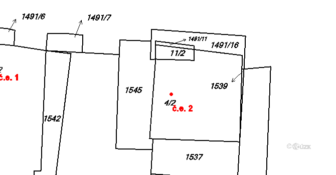 Lhota 2, Bor na parcele st. 4/2 v KÚ Lhota u Tachova, Katastrální mapa