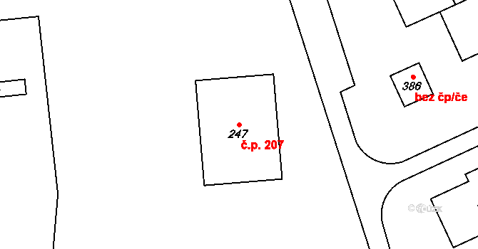 Lutín 207 na parcele st. 247 v KÚ Lutín, Katastrální mapa