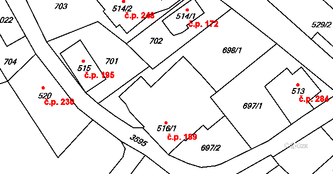 Cvikov II 189, Cvikov na parcele st. 516/1 v KÚ Cvikov, Katastrální mapa