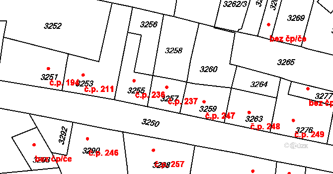 Mimoň I 237, Mimoň na parcele st. 3257 v KÚ Mimoň, Katastrální mapa
