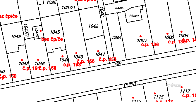 Miřetice u Klášterce nad Ohří 153, Klášterec nad Ohří na parcele st. 1041 v KÚ Miřetice u Klášterce nad Ohří, Katastrální mapa