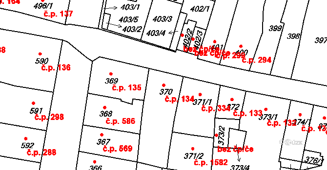 Duchcov 134 na parcele st. 370 v KÚ Duchcov, Katastrální mapa
