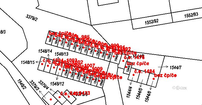 Pelhřimov 981,992 na parcele st. 1545/3 v KÚ Pelhřimov, Katastrální mapa