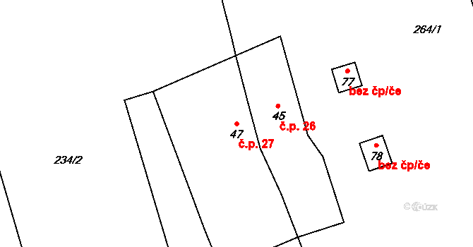 Petrovice nad Úhlavou 27, Janovice nad Úhlavou na parcele st. 47 v KÚ Petrovice nad Úhlavou, Katastrální mapa