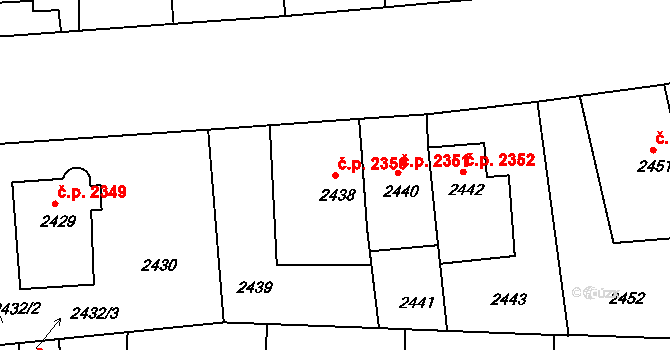 Žižkov 2350, Praha na parcele st. 2438 v KÚ Žižkov, Katastrální mapa