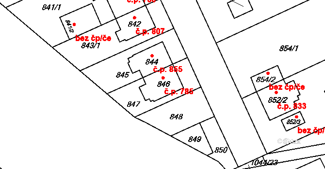 Chodov 785, Praha na parcele st. 846 v KÚ Chodov, Katastrální mapa