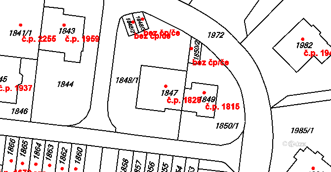 Smíchov 1828, Praha na parcele st. 1847 v KÚ Smíchov, Katastrální mapa