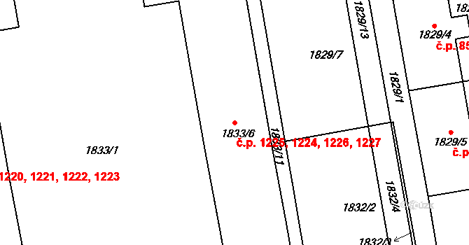 Vršovice 1224,1225,1226,1227, Praha na parcele st. 1833/6 v KÚ Vršovice, Katastrální mapa