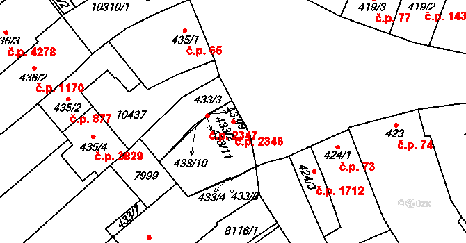 Hodonín 2346 na parcele st. 433/2 v KÚ Hodonín, Katastrální mapa