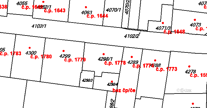 České Budějovice 3 1778, České Budějovice na parcele st. 4298/1 v KÚ České Budějovice 3, Katastrální mapa