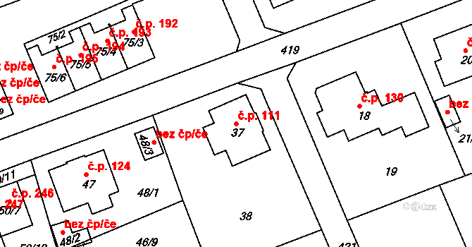 Liberec IX-Janův Důl 111, Liberec na parcele st. 37 v KÚ Janův Důl u Liberce, Katastrální mapa