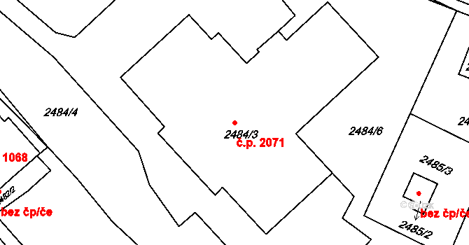 Předměstí 2071, Litoměřice na parcele st. 2484/3 v KÚ Litoměřice, Katastrální mapa